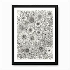 Doodle Flowers 9 Art Print