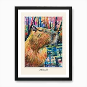 Capybara Colourful Watercolour 2 Poster Art Print