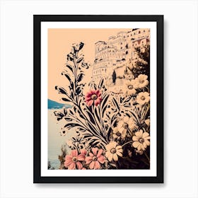 Positano, Flower Collage 0 Art Print