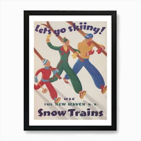 Let's Go Skiing Vintage Ski Poster Art Print