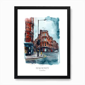 Hackney London Borough   Street Watercolour 7 Poster Art Print