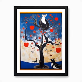 Magnolia With A Cat 1 Surreal Joan Miro Style  Art Print