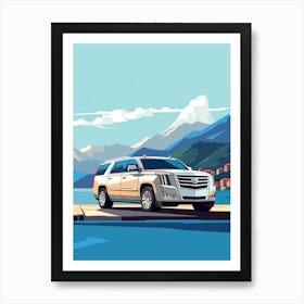 A Cadillac Escalade Car In The Lake Como Italy Illustration 3 Art Print