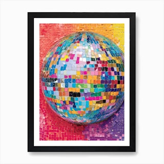 Disco Ball Illustration (Warm Palette w/ White) - Art Print