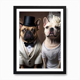 French Bulldogs Wedding Art Print