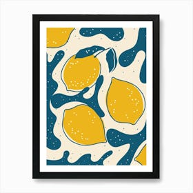 Yellow & Blue Lemons Canvas Print Art Print