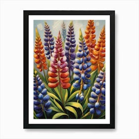 Colorful Lupins Arcylic Painting Art Print