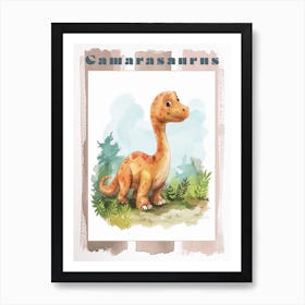 Cute Watercolour Of A Camarasaurus Dinosaur 2 Poster Art Print