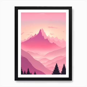 Misty Mountains Vertical Background In Pink Tone 51 Art Print