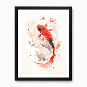 Japanese Koi Fish Sumi-e Art Print