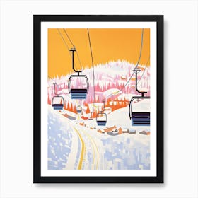 Vail Mountain Resort   Colorado, Usa, Ski Resort Pastel Colours Illustration 1 Art Print