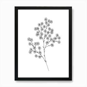 Black And White Drawing Of A Flower Art Print