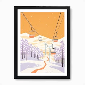 Stowe Mountain Resort   Vermont, Usa, Ski Resort Pastel Colours Illustration 1 Art Print