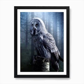 Owl In The Forest Art Print