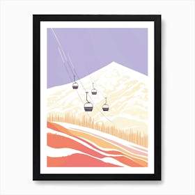 Niseko   Hokkaido, Japan, Ski Resort Pastel Colours Illustration 2 Art Print