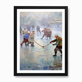 Ice Hockey In The Style Of Monet 3 Art Print