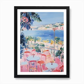 Marina Di Ragusa, Sicily   Italy Beach Club Lido Watercolour 3 Art Print