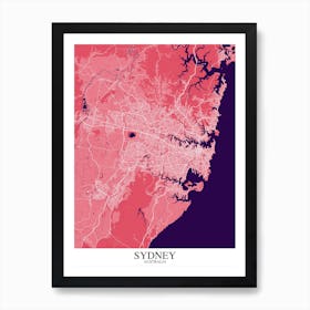 Sydney Pink Purple Map Art Print