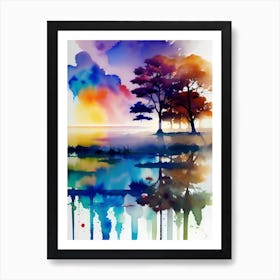 Watercolor Of Trees 5 Art Print