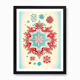 Intricate, Snowflakes, Vintage Sketch 1 Art Print