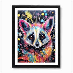  A Nocturnal Possum Vibrant Paint Splash 3 Art Print