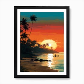 Long Beach Koh Lanta Thailand At Sunset, Vibrant Painting 1 Art Print