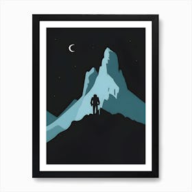 Mountaineer At Night, Backpacking and camping essentials, Hiking gear for remote trails, Camping under the starry sky, Scenic hiking routes for beginners, Camping by the riverside, Solo hiking adventures in the wilderness, Camping with family in national parks, Hiking and camping safety tips, Budget-friendly camping equipment, Hiking trails and campgrounds near me. Art Print