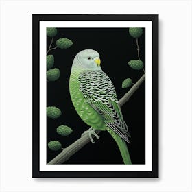 Ohara Koson Inspired Bird Painting Budgerigar 2 Art Print