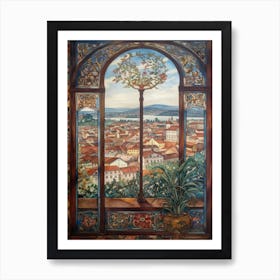 A Window View Of Prague In The Style Of Art Nouveau 4 Art Print