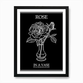 Rose In A Vase Line Drawing 3 Poster Inverted Art Print