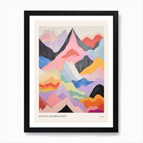 Mount Fairweather Canada And United States Colourful Mountain Illustration Poster Art Print