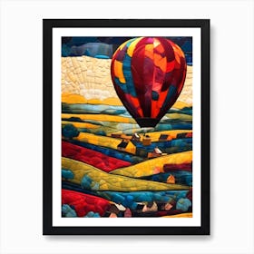 Over the Countryside Hot Air Balloon Art Print