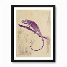 Purple Chameleon Panther Chameleon Block Print 6 Art Print