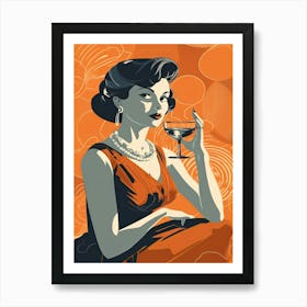 A Woman Drinking A Paloma Cocktail Illustration 2 Art Print