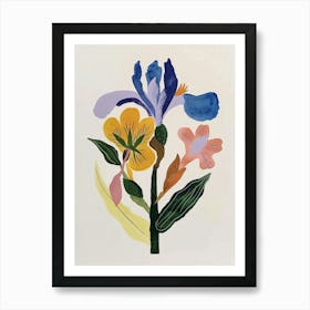 Painted Florals Iris 2 Art Print