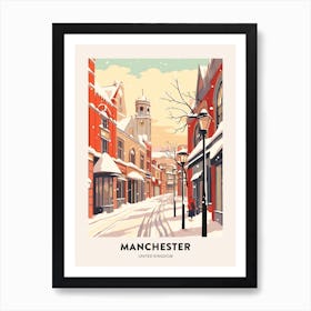 Vintage Winter Travel Poster Manchester United Kingdom 5 Art Print