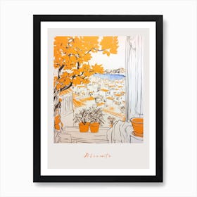 Alicante Spain Orange Drawing Poster Art Print