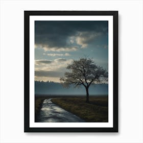 Lone Tree On The Road Art Print