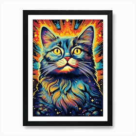 Cosmic Pawdyssey, Psychedelic Cats series Art Print