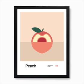 Minimalist Peach Poster - Seasonal Fruits Art Print Art Print