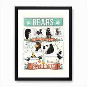 Bears In The Bathroom Art Print