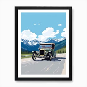 A Ford Model T Car In Icefields Parkway Flat Illustration 2 Art Print