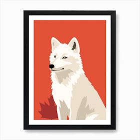 Arctic Fox Simple Illustration 4 Art Print