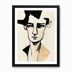 Male Sketch Portrait Line Art Print
