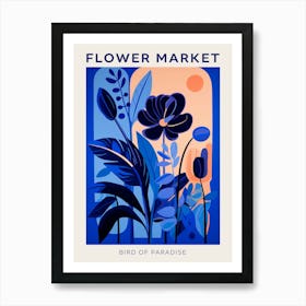 Blue Flower Market Poster Bird Of Paradise Art Print