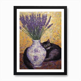Lavender With A Cat 3 Art Nouveau Klimt Style Art Print