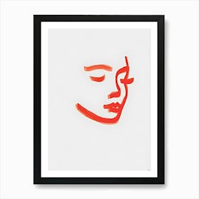 Woman'S Face red Art Print
