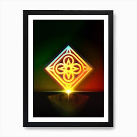 Neon Geometric Glyph Abstract in Watermelon Green and Red on Black n.0292 Art Print