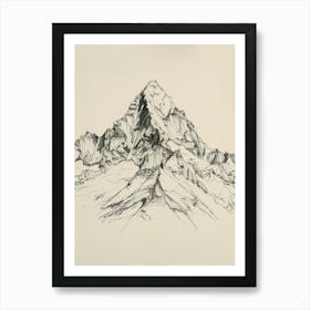 Gasherbrum Pakistan China Line Drawing 2 Art Print