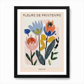 Spring Floral French Poster  Protea 1 Art Print